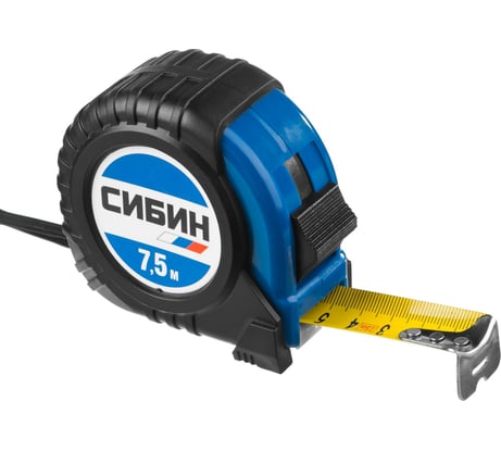 Рулетка в ударостойком обрезиненном корпусе СИБИН 7.5м / 25мм 34019-08-25