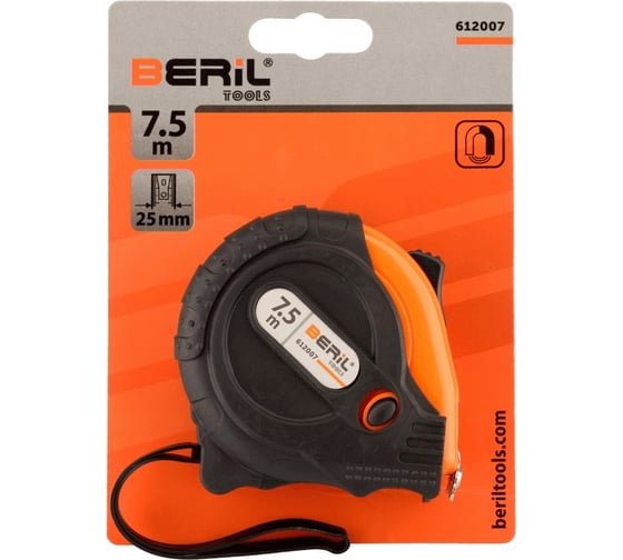 Рулетка Beril 7.5 м, обрезиненный корпус 612007 13095