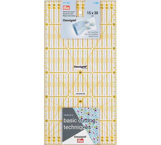 Универсальная линейка PRYM Omnigrid пластик, 15 см х 30 см 611307 134608 1