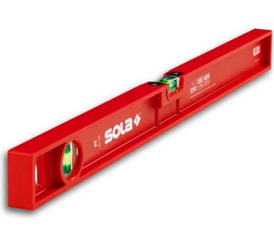 Уровень SOLA пластиковый PF 80, L=80 см, 2 глазка, точн. 1,00 мм/м 01413101 1