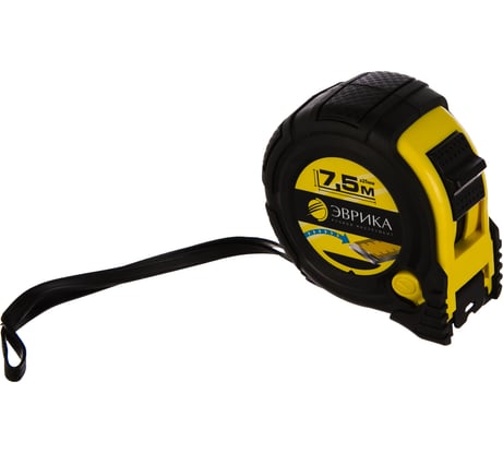 Рулетка Эврика 7.5м 25мм YELLOW обрезиненный корпус с двумя фиксаторами с держателем ER-63725 987286