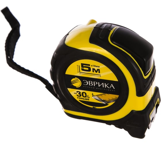 Рулетка ЭВРИКА 5м 19мм YELLOW профессиональная Pro-Grade с держателем ER-59519