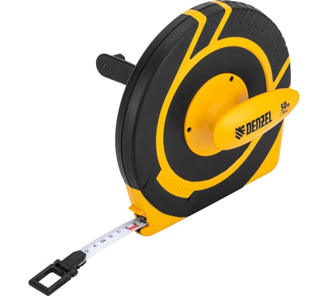 Рулетка Denzel геодезическая 50 м х 15 мм, закрытый корпус, фибергласовая лента 31292