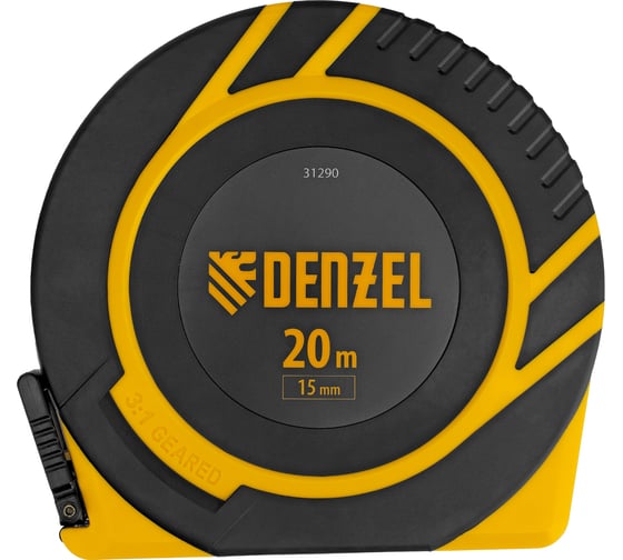 Рулетка Denzel геодезическая 20 м х 15 мм, закрытый корпус, фибергласовая лента 31290