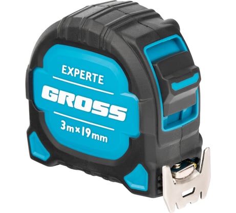 Рулетка GROSS Experte, 3 м x 19 мм, двухкомпонентный корпус, магнит, двухсторонняя разметка, нейлон 32574