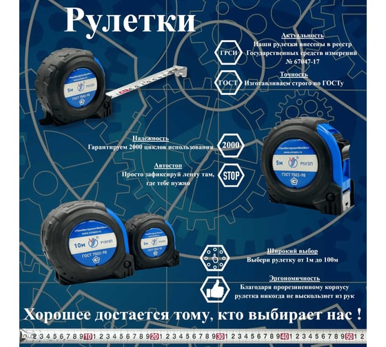 Рулетка УралИнструментИмпЭкс Р3У3П с поверкой  (ГРСИ №67047-17) 212072