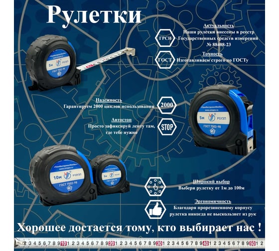 Рулетка УралИнструментИмпЭкс Р10У3П с ПОВЕРКОЙ (ГРСИ №88408-23
