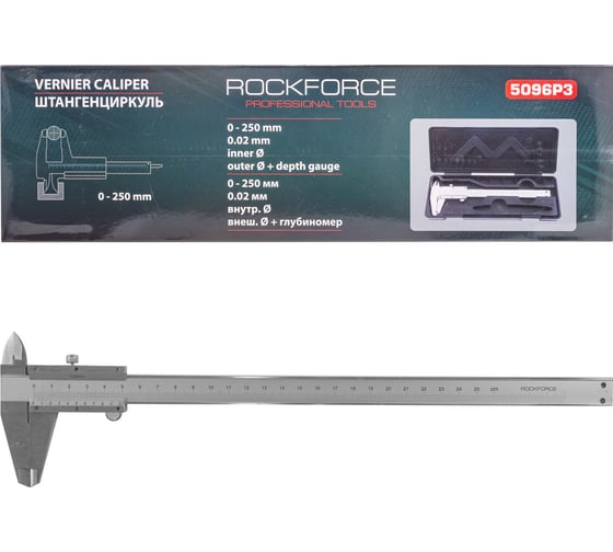 Штангенциркуль Rockforce металлический, 0-250мм, 0.02мм RF-5096P3(18240) 15995594