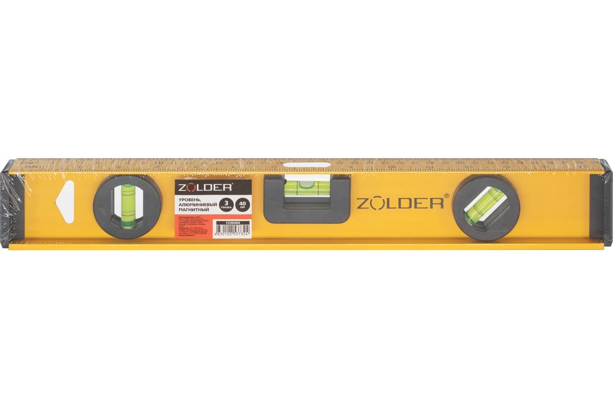 Уровень ZOLDER алюминиевый 1236404 магнитный 3 глазка 40 см /60 ...