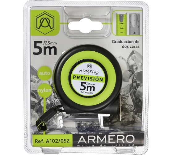 Рулетка Armero с автоблокировкой, 5м/25мм, мини, магнит, нейлон A102/052