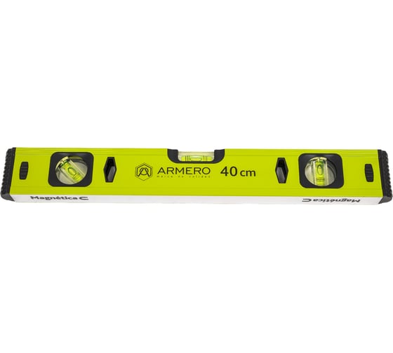 Алюминиевый уровень ARMERO 40 см., 3 глазка, магнит A136/040