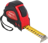 Рулетка BARTEX 7.5 м, обрезиненный пластик, магнитная, 25 мм, с автостопом, + 2 кнопки 205776
