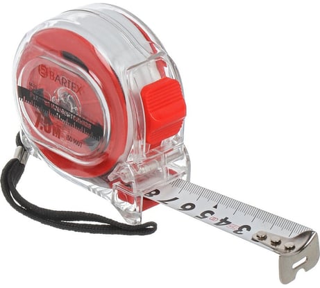 Рулетка BARTEX 7.5x25 мм, с фиксатором, прозрачный корпус 310323