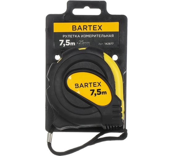 Рулетка BARTEX 7.5 м, обрезиненный пластик, 25 мм, с фиксатором 142877