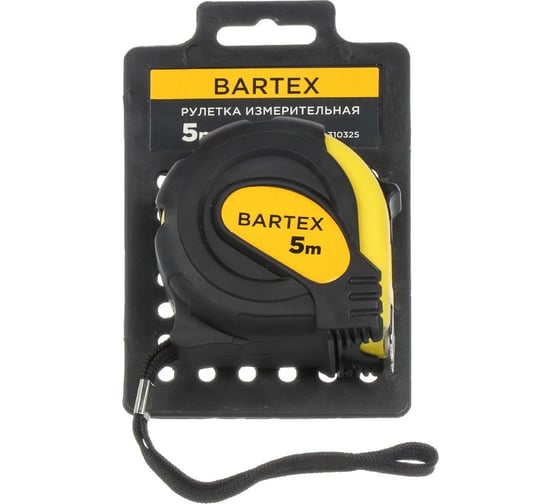 Рулетка BARTEX 5 м, обрезиненный пластик, 25 мм, с фиксатором 310325