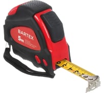 Рулетка BARTEX 5 м, обрезиненный пластик, магнитная, 19 мм, с автостопом, + 2 кнопки 205775