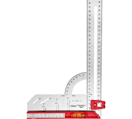 Угольник vertextools универсальный profi для маркировки, подвижная шкала, inox+abs толщина 1,7 мм 3046-4