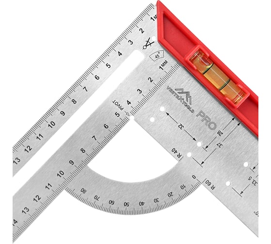 Угольник vertextools универсальный profi для маркировки, подвижная шкала, inox+abs толщина 1,7 мм 3046-4