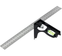 Комбинированный металлический угольник с уровнем ТУНДРА 300 мм 1550248