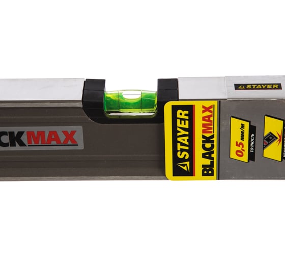 Коробчатый усиленный уровень STAYER EXPERT BlackMax с ручками, 0,5мм/м, 3 ампулы, 60см 3475-060