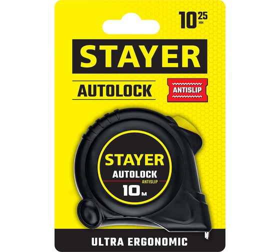 Рулетка с автостопом Stayer AutoLock 10м / 25мм 2-34126-10-25