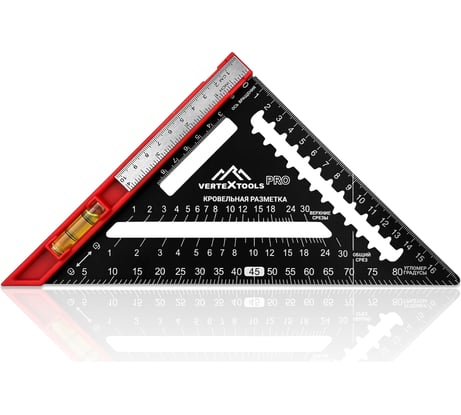 Угольник многофункциональный vertextools profi 7 в 1, inox+abs толщина 1,9 мм 3046-1