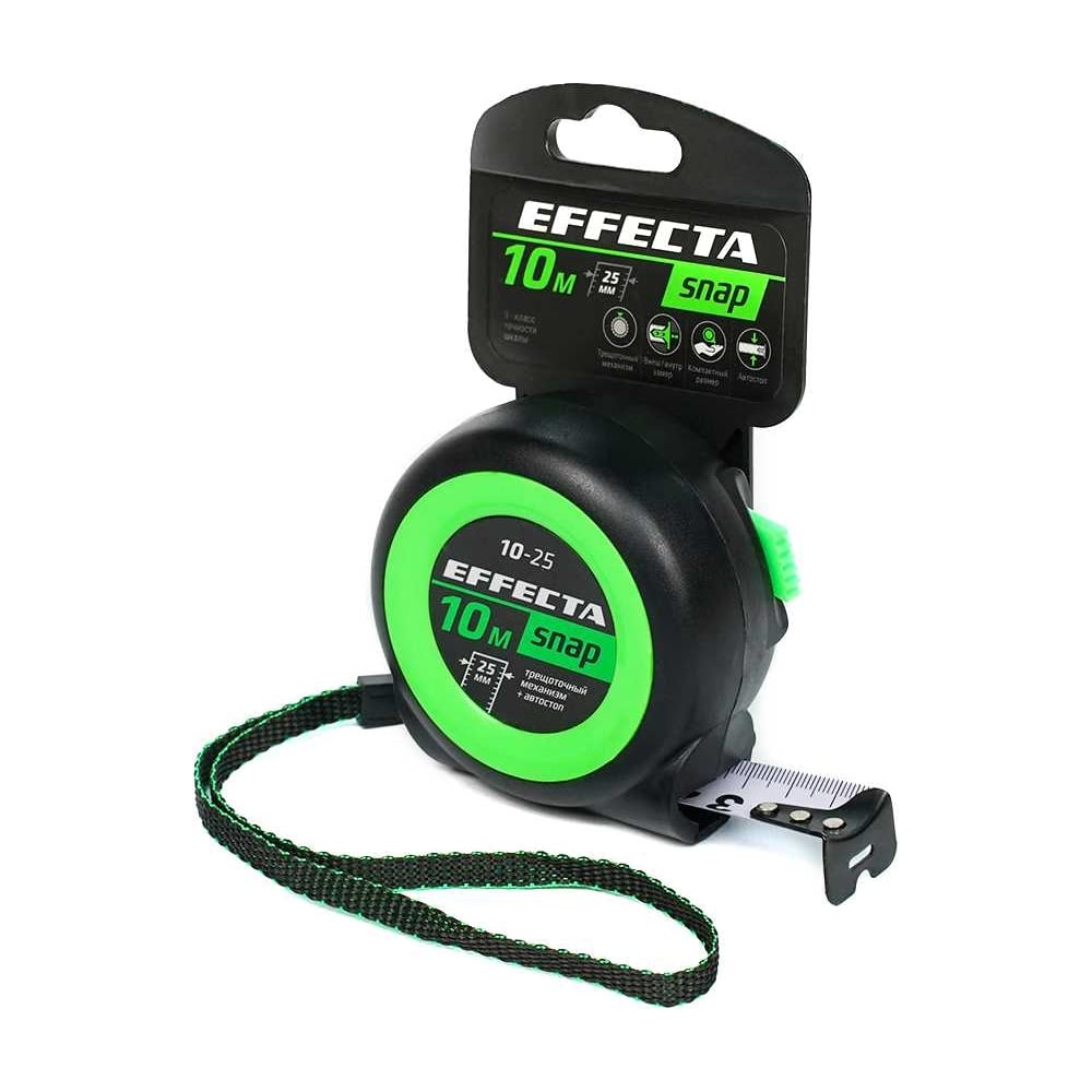 Рулетка EFFECTA SNAP автостоп, 10 м, 25 мм 561025 - выгодная цена ...