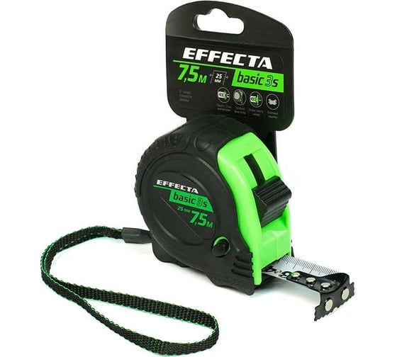 Рулетка с магнитом EFFECTA Basic 3S 7.5 м, 25 мм, 3 стопа 577525S