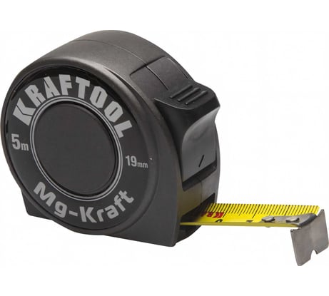 Рулетка Kraftool PRO MG-Kraft, особопрочный корпус, Mg сплав, нейлон, суперкомпактный размер, 5м 19м 34129-05-19