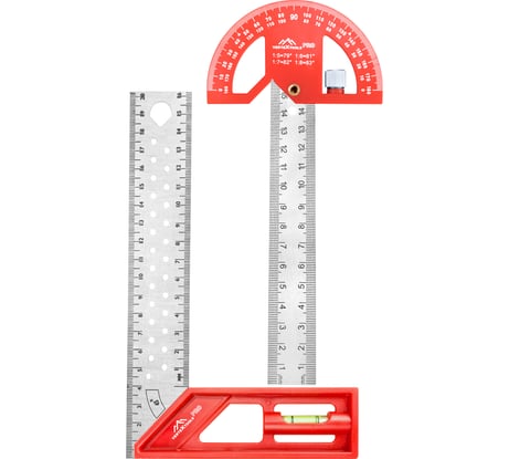 Набор угольников vertextools PROFI для столярных работ, 2 предмета, линейка разметочная + угольник 3046-10