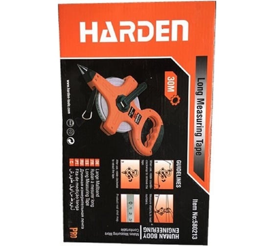 Геодезическая рулетка HARDEN с фибергласовой лентой и открытым корпусом, 30 м. 580213