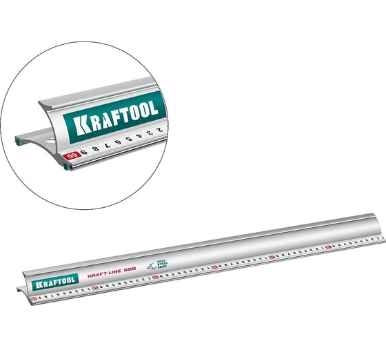 Усиленная алюминиевая линейка KRAFTOOL Kraft-line 0.6 м со стальной направляющей 34275-60