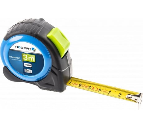 Рулетка с катушкой HOEGERT TECHNIK 3 м, 16 мм, нейлон 2-сторонняя HT4M405