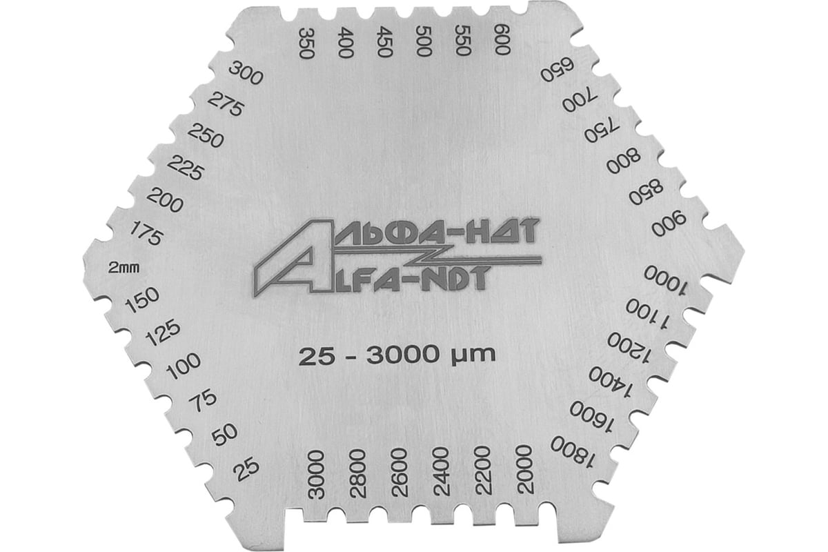 Гребенка измерительная толщины мокрого слоя краски 25-3000 с первичной  калибровкой АЛЬФА-НДТ УП-00002407