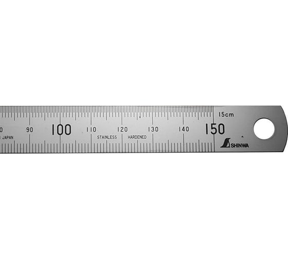 Линейка Shinwa дюймовая, 150 мм, 6", шкала в мм и дюймах М00016580