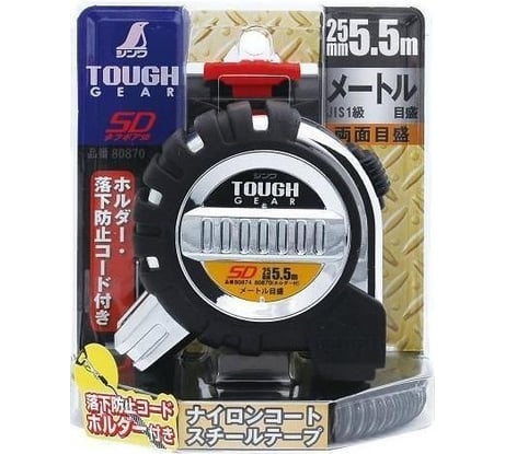 Измерительная рулетка Shinwa Tough Gear SD 5.5 м, 25 мм, со спиральным шнурком и подвесом М00007795