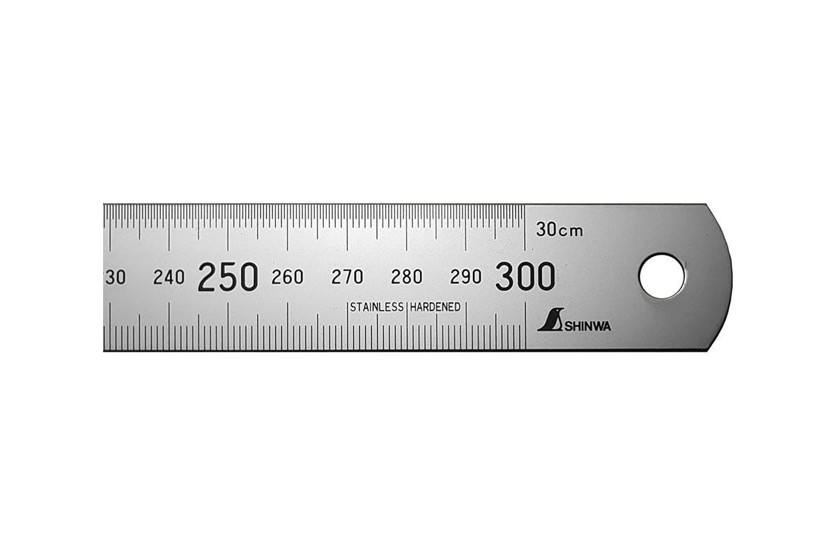 Линейка Shinwa дюймовая, 300 мм, 12", шкала в мм и дюймах М00016581 ...