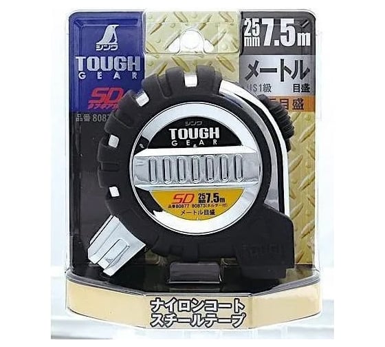 Измерительная рулетка Shinwa Tough Gear SD 7.5 м, 25 мм, с петлёй М00007794