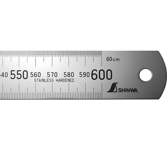 Линейка Shinwa дюймовая, 600 мм, 24", шкала в мм и дюймах М00016582