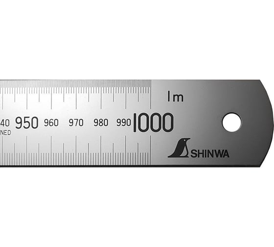 Линейка Shinwa дюймовая, 1000 мм, 36", шкала в мм и дюймах М00016583