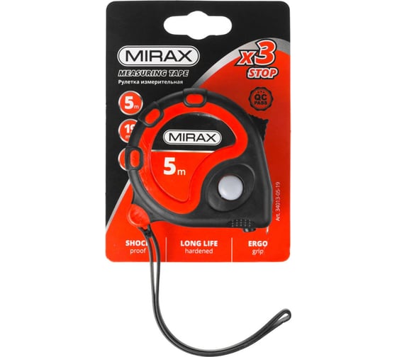 Рулетка MIRAX RX-3 5м / 19мм в двухкомпонентном пластиковом корпусе 34013-05-19