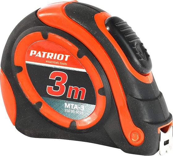 Рулетка PATRIOT MTA-3, автостоп, ударопрочный корпус, обрезиненная, 3м 350005033 1