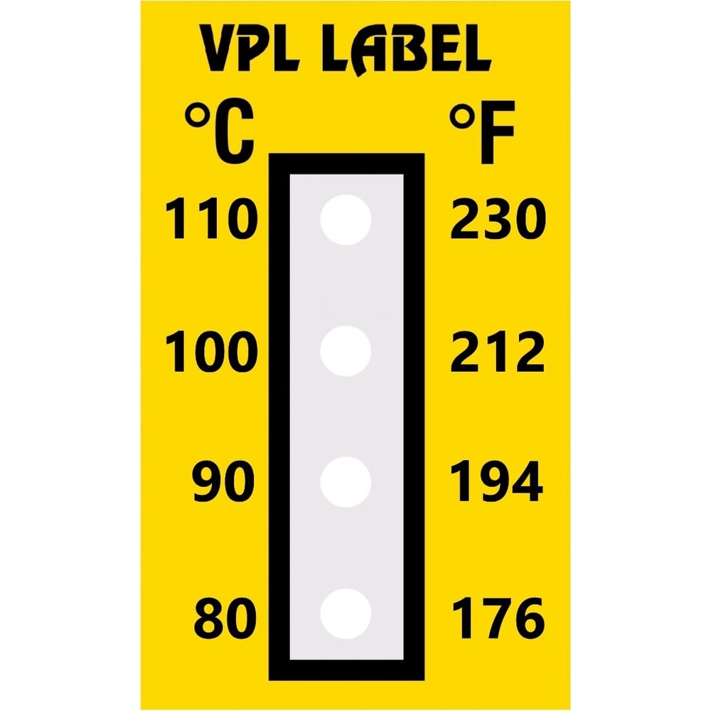 Наклейка термоиндикаторная необратимая VPL Thermolabel (80C-90C-100C-110C),  упаковка 50 штук VPLD11 - выгодная цена, отзывы, характеристики, фото -  купить в Москве и РФ