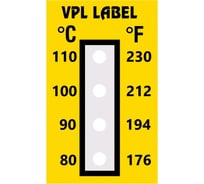Наклейка термоиндикаторная необратимая VPL Thermolabel (80C-90C-100C-110C), упаковка 50 штук VPLD11