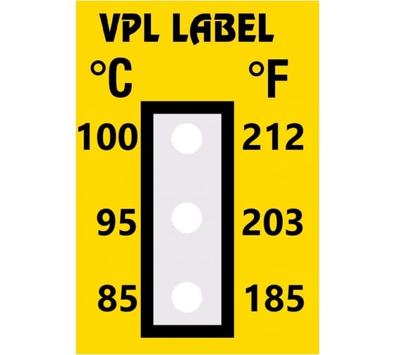 Наклейка термоиндикаторная необратимая VPL Thermolabel (85C-95C-100C), упаковка 50 штук VPLC3 1