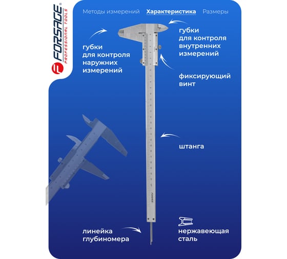 Штангенциркуль Forsage в пластиковом футляре F-5096P3(18015)