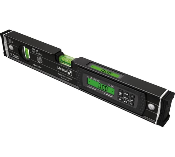 Уровень STABILA TECH 196 DL Dark Shadow 40 см, IP 67, 1 вертикальный, 1 горизонтальный глазок, 2 ЖК дисплея, точность 0,5 мм/м 20006