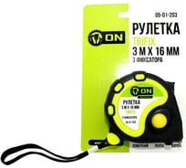 Рулетка ON TRIFIX 3м х 16мм, обрезиненный корпус, 3 фиксатора 05-01-203