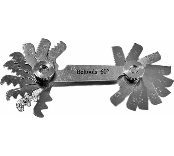 Шаблон резьбовой метрический (резьбомер) Beltools 60 гр, (0,4-6) 20 шт ri.225.17