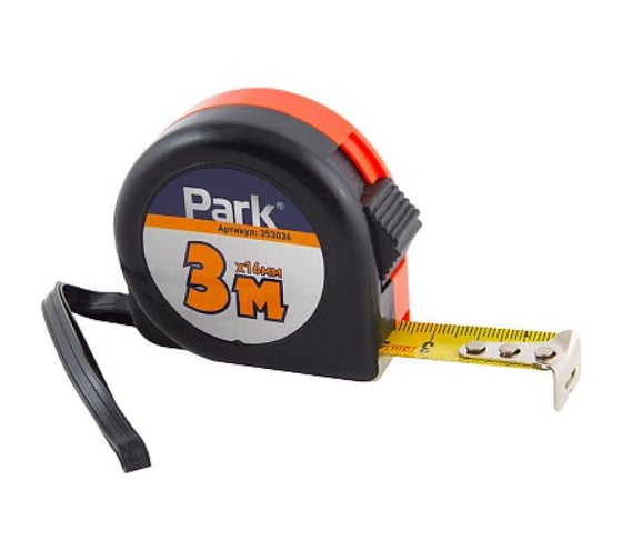 Рулетка с фиксатором пластиковый корпус Park 3м x 16мм TM36-3016 353036 1